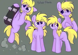 Size: 2800x2000 | Tagged: safe, artist:puppie, derpibooru import, oc, oc:silver flank, earth pony, cute, image, png, skateboard