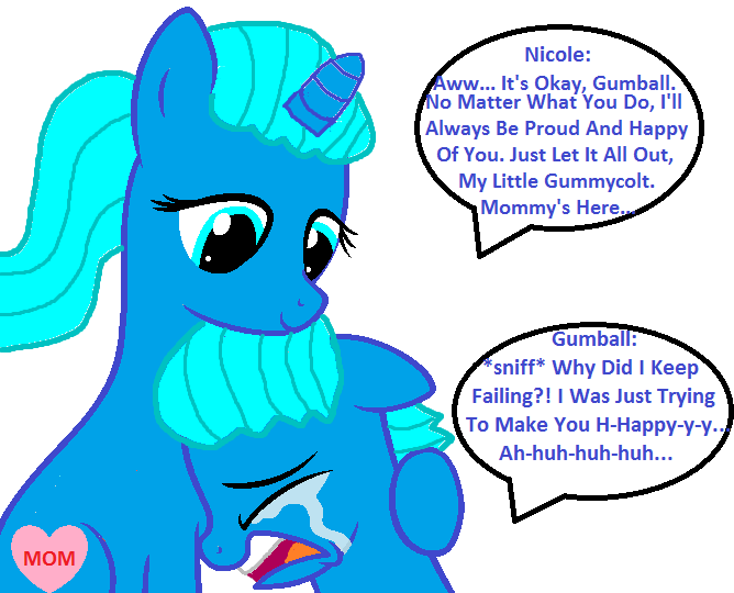 Size: 668x540 | Tagged: safe, artist:memeartboi, derpibooru import, ponified, pony, unicorn, g4, affection, bonding, colt, comfort, comforting, crying, duo, duo male and female, female, foal, gumball watterson, heart, heartwarming, horn, hug, hugging a pony, image, little boy, male, mare, mother, mother and child, mother and son, motherly, motherly love, nicole watterson, png, sad, simple background, sitting, smiling, sobbing, speech bubble, teeth, text, the amazing world of gumball, unicorn horn, white background