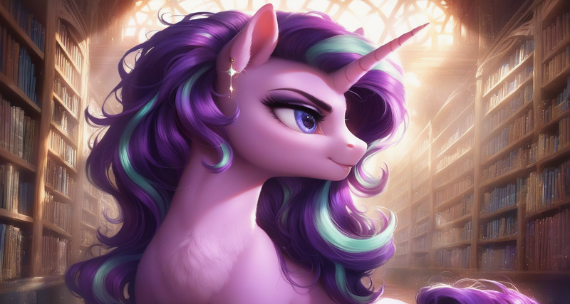 Size: 1680x896 | Tagged: safe, ai content, derpibooru import, machine learning generated, prompter:ilham470, starlight glimmer, unicorn, g4, horn, image, png