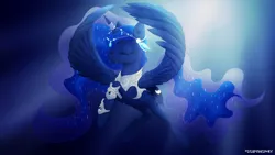 Size: 3265x1837 | Tagged: safe, artist:lilapudelpony, derpibooru import, princess luna, alicorn, pony, g4, armor, circlet, eyes closed, female, horn, horn ring, image, jewelry, jpeg, mare, regalia, ring, solo