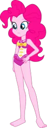 Size: 637x1726 | Tagged: safe, alternate version, artist:dustinwatsongkx, derpibooru import, pinkie pie, equestria girls, g4, bare shoulders, barefoot, clothes, equestria girls specials, feet, female, image, my little pony equestria girls: better together, my little pony equestria girls: forgotten friendship, one-piece swimsuit, pinkie pie swimsuit, pinkie pie's beach shorts swimsuit, png, simple background, sleeveless, solo, swimsuit, transparent background, vector