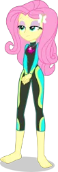 Size: 1360x4009 | Tagged: safe, alternate version, artist:dustinwatsongkx, derpibooru import, fluttershy, human, equestria girls, g4, barefoot, clothes, feet, female, fluttershy's wetsuit, geode of fauna, image, lidded eyes, magical geodes, my little pony equestria girls: better together, png, simple background, solo, stupid sexy fluttershy, swimsuit, transparent background, vector, wetsuit