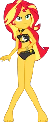 Size: 1771x4403 | Tagged: safe, alternate version, artist:dustinwatsongkx, derpibooru import, sunset shimmer, human, equestria girls, g4, bare shoulders, barefoot, bikini, bikini bottom, clothes, feet, female, geode of empathy, image, magical geodes, my little pony equestria girls: better together, png, simple background, sleeveless, solo, sunset shimmer swimsuit, sunset shimmer's beach shorts swimsuit, swimsuit, transparent background, vector