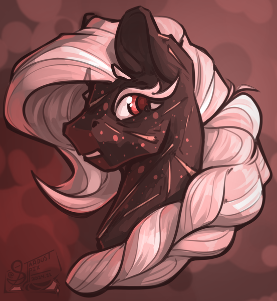 Size: 3500x3800 | Tagged: safe, artist:stardustspix, derpibooru import, oc, oc:ash illumine, unofficial characters only, earth pony, pony, braid, bust, colored eyebrows, colored eyelashes, colored pupils, eyebrows, eyebrows visible through hair, female, freckles, high res, image, mare, png, portrait, scar, solo