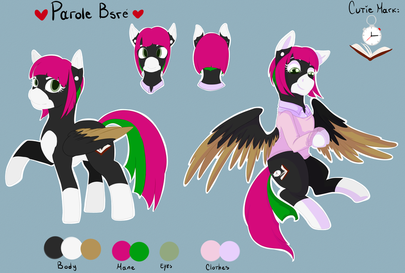 Size: 4000x2700 | Tagged: safe, artist:fleiiha, derpibooru import, oc, oc:parole, unofficial characters only, pegasus, pony, commission, commission open, cutie mark, image, original art, original character do not steal, original cutiemark, png, reference, reference sheet, solo, vectorized