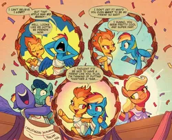 Size: 1988x1617 | Tagged: safe, artist:briannacherrygarcia, derpibooru import, idw, applejack, bow hothoof, rainbow dash, spitfire, earth pony, pegasus, pony, g4, spoiler:comic, aphrodite, atalanta, clothes, cropped, father and child, father and daughter, female, folded wings, goddess, greek, greek clothes, greek mythology, hippomenes, hug, image, jpeg, male, mare, my little pony classics reimagined: the odyssey, spread wings, stallion, wings