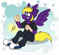 Size: 2223x2081 | Tagged: safe, artist:sketchymouse, derpibooru import, oc, oc:sky charger, unofficial characters only, human, pegasus, pony, high res, human to pony, image, jewelry, outline, pendant, png, sitting, solo, transformation