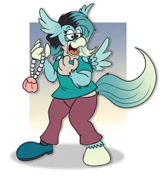 Size: 2934x3231 | Tagged: safe, artist:sketchymouse, derpibooru import, oc, unofficial characters only, hippogriff, human, excited, glasses, high res, human to hippogriff, image, jewelry, outline, pendant, png, solo, transformation