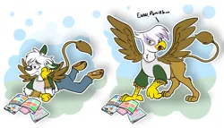 Size: 2654x1522 | Tagged: safe, artist:sketchymouse, derpibooru import, gilda, gryphon, g4, clothes, disgusted, furry, furry to griffon, high res, image, magazine, outline, png, reading, shirt, solo, transformation