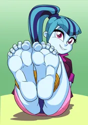 Size: 2480x3508 | Tagged: suggestive, artist:art-2u, derpibooru import, sonata dusk, equestria girls, g4, ankle tied, clothes, feet, feet tied, fetish, foot fetish, image, jpeg, looking at you, panties, sonatasub, tied up, underwear