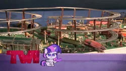 Size: 1920x1080 | Tagged: safe, derpibooru import, edit, edited screencap, screencap, twilight sparkle, twilight sparkle (alicorn), alicorn, pony, g4, my little pony: pony life, zound off, spoiler:pony life s01e18, image, jpeg, ted talk, toy train, train, train wreck, twi talk