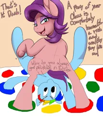 Size: 1712x2000 | Tagged: safe, artist:an-tonio, derpibooru import, edit, editor:anonymous, rainbow dash, spoiled rich, earth pony, pegasus, pony, g4, 1000 hours in ms paint, butt, explicit description, female, image, lying down, nudity, plot, png, sfw edit, twister