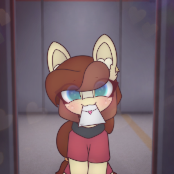 Size: 2664x2664 | Tagged: safe, artist:sodapop sprays, derpibooru import, oc, oc:horsely, oc:naomi horsely, unofficial characters only, earth pony, pony, clothes, door, doorway, eye clipping through hair, image, letter, looking at you, love letter, png, solo, star trek, star trek (tos), uniform