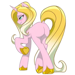 Size: 4000x4000 | Tagged: safe, derpibooru import, edit, vector edit, pony, unicorn, butt, butt focus, camp cutie mark, desiree goldenhoof, featureless crotch, female, horn, image, large butt, long legs, png, rear view, slender, tall, thin, vector