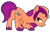 Size: 4976x3150 | Tagged: safe, artist:shieldwingarmorofgod, derpibooru import, sunny starscout, earth pony, g4, g5, braided ponytail, crouching, female, g5 to g4, generation leap, hair tie, image, looking back, mane stripe sunny, png, simple background, smiling, sultry pose, transparent background, unshorn fetlocks, vector