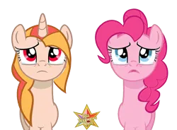 Size: 600x442 | Tagged: safe, derpibooru import, pinkie pie, oc, oc:pizza pie, ponified, earth pony, food pony, original species, pizza pony, pony, unicorn, fanfic:full friendship's magic, crying, food, horn, image, pizza, pizza pie, png, simple background, tears of pain, transparent background, vector, wattpad