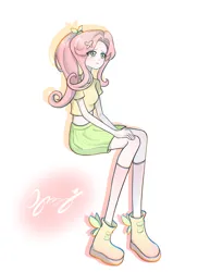 Size: 1180x1530 | Tagged: safe, artist:sanyiaoyiao, derpibooru import, fluttershy, human, humanized, image, lanky, midriff, png, simple background, skinny, tall, thin, white background