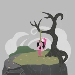 Size: 3000x3000 | Tagged: safe, artist:mafon, derpibooru import, pinkie pie, earth pony, pony, g4, autumn, image, png, rock, solo, swing, tire, tire swing, tree