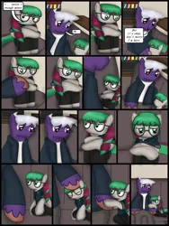 Size: 1750x2333 | Tagged: safe, artist:99999999000, derpibooru import, oc, oc:firearm king, oc:li anna, unofficial characters only, earth pony, pegasus, comic:affection, comic, crying, duo, female, glasses, head pat, image, male, pat, png, sad