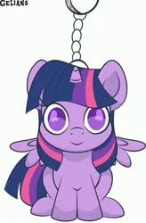 Size: 2691x4096 | Tagged: safe, artist:gelians, ponerpics import, twilight sparkle, pony, chibi, cute, female, image, jpeg, keychain, looking at you, mare, solo