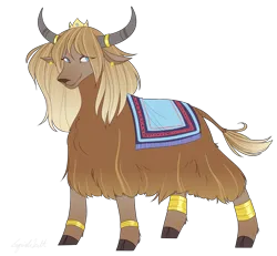 Size: 3250x3000 | Tagged: safe, artist:squishkitti, derpibooru import, oc, yak, female, image, magical gay spawn, offspring, parent:prince blueblood, parent:prince rutherford, png, simple background, solo, transparent background