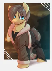 Size: 2288x3152 | Tagged: safe, artist:witchtaunter, derpibooru import, ponified, earth pony, pony, clothes, image, jacket, leon s. kennedy, male, png, resident evil, stallion