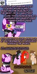 Size: 800x1602 | Tagged: safe, artist:thedragenda, derpibooru import, oc, oc:ace, oc:cecil, oc:petal, oc:romancedy, unofficial characters only, earth pony, pony, unicorn, ask-acepony, book, female, hat, horn, image, male, mare, monocle, png, stallion, top hat