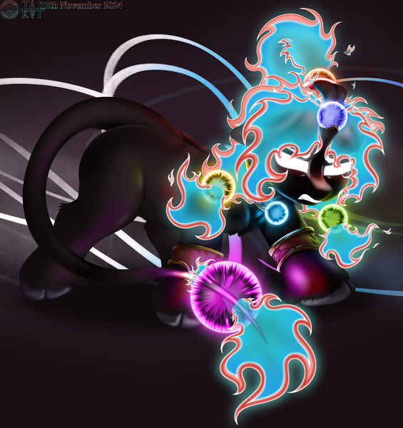 Size: 4000x4250 | Tagged: safe, artist:tai kai, derpibooru import, oc, oc:djilisa désirée, kirin, nirik, angry, bracelet, digital art, ear piercing, earring, fire, glowing mane, gritted teeth, horn, image, jewelry, leonine tail, lineless, necklace, piercing, png, shading, sharp teeth, simple background, tail, teeth, unshorn fetlocks