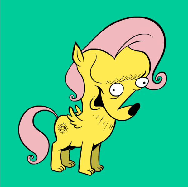 Size: 733x729 | Tagged: safe, artist:hotdiggedydemon, fluttershy, dog, cutie mark, flutterdog, image, png, solo, transformed, what has science done