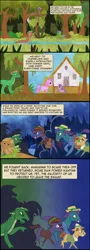 Size: 2160x6000 | Tagged: safe, artist:mr100dragon100, derpibooru import, earth pony, fish, pony, unicorn, comic:throne of dracula the secret world, comic, female, foal, horn, house, image, male, mare, night, png, stallion, swamp, swamp pony, tree