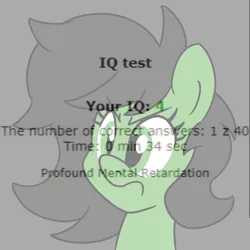 Size: 800x800 | Tagged: safe, artist:unitxxvii, derpibooru import, oc, oc:anonfilly, unofficial characters only, earth pony, pony, bust, female, filly, foal, frown, furrowed brow, image, mental retardation, png, profound mental retardation, solo, text