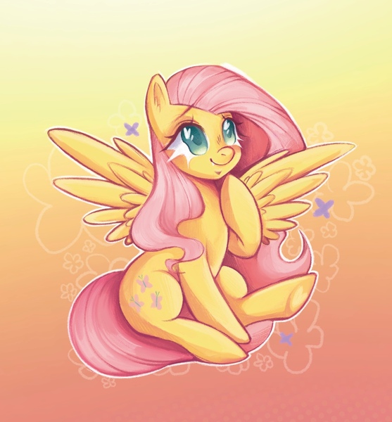 Size: 1343x1447 | Tagged: safe, artist:faelitha, derpibooru import, fluttershy, butterfly, insect, pegasus, pony, cute, digital art, illustration, image, jpeg, procreate app