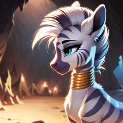 Size: 1024x1024 | Tagged: safe, ai content, derpibooru import, machine learning generated, stable diffusion, zecora, zebra, g4, beautiful eyes, generator:pony diffusion v6 xl, image, png, prompter:teonanakatle, solo