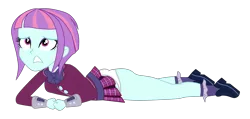 Size: 3375x1601 | Tagged: suggestive, artist:gmaplay, derpibooru import, equestria girls, g4, ass, butt, clothes, crystal prep academy, crystal prep academy uniform, crystal prep shadowbolts, flarebutt, image, lying down, panties, png, prone, school uniform, sunny flank, underwear