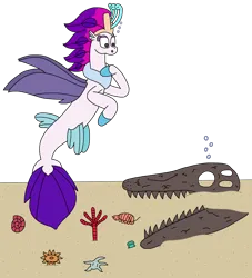 Size: 2092x2300 | Tagged: safe, artist:supahdonarudo, derpibooru import, queen novo, isopod, mosasaur, seapony (g4), starfish, g4, my little pony: the movie, bubble, coral, dorsal fin, female, fin, fin wings, fins, fish tail, flowing mane, flowing tail, fossil, image, ocean, png, sand, seabed, seashell, shell, simple background, skull, surprised, swimming, tail, transparent background, underwater, water, wings