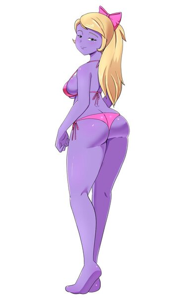 Size: 762x1200 | Tagged: suggestive, artist:jackudoggy, derpibooru import, oc, oc:ruby shears, human, equestria girls, g4, barefoot, big breasts, bikini, breasts, butt, clothes, feet, humanized, humanized oc, image, jpeg, swimsuit, two-piece swimsuit