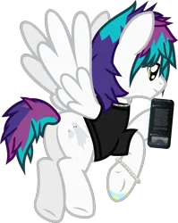 Size: 935x1172 | Tagged: safe, artist:lightningbolt, derpibooru import, ponified, pegasus, pony, .svg available, awsten knight, bracelet, butt, clothes, derpibooru exclusive, dyed mane, dyed tail, flying, frown, hoof hold, hoof polish, image, jewelry, lidded eyes, looking down, male, meta, mobile phone, necklace, phone, plot, png, shirt, show accurate, simple background, smartphone, solo, spread wings, stallion, t-shirt, tail, transparent background, twitter, underhoof, vector, waterparks, wings