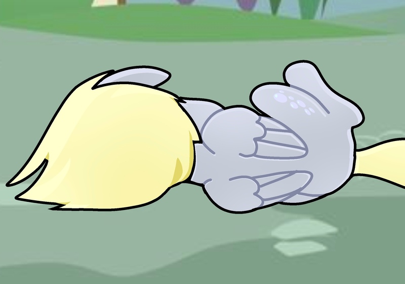 Size: 2193x1535 | Tagged: safe, artist:doodlesinky, derpibooru import, derpy hooves, pegasus, g4, crying, facing away, image, jpeg, lying down, on floor, pathetic, side, solo