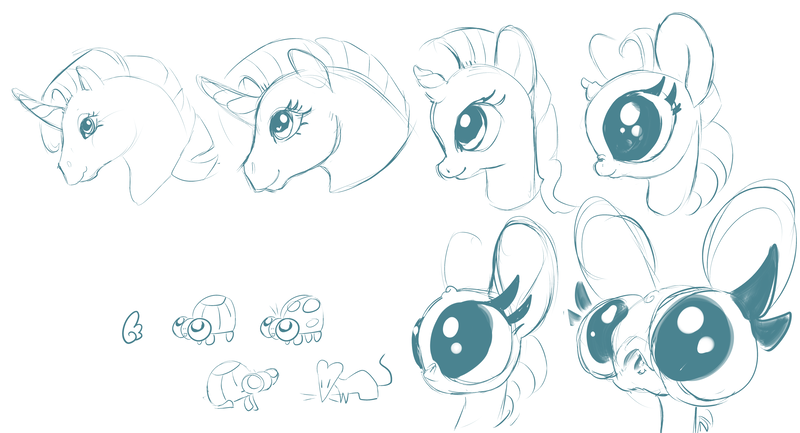 Size: 3004x1626 | Tagged: safe, artist:shirecorn, derpibooru import, pony, unicorn, big eyes, bust, heart, heart eyes, horn, image, monochrome, png, simple background, wat, white background, wingding eyes