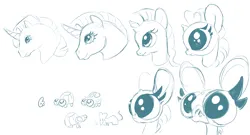 Size: 3004x1626 | Tagged: safe, artist:shirecorn, derpibooru import, pony, unicorn, big eyes, bust, heart, heart eyes, horn, image, monochrome, png, simple background, wat, white background, wingding eyes