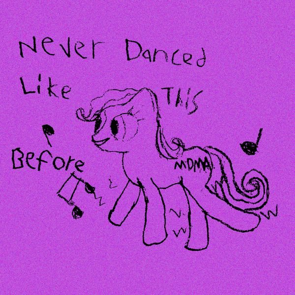 Size: 1500x1500 | Tagged: safe, artist:tryptapony, ponerpics import, earth pony, pony, dancing, drugs, female, image, mare, mdma, music notes, png, reference, solo, text