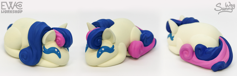 Size: 2000x645 | Tagged: safe, artist:ewc workshop, artist:sunny way, derpibooru import, bon bon, sweetie drops, earth pony, pony, g4, 3d print, art, artwork, craft, cute, female, figurine, handmade, happy, image, irl, little buns, mare, my little pony, painting, photo, png, sculpture, smiling, solo, statue