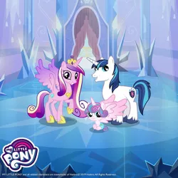 Size: 1080x1080 | Tagged: safe, derpibooru import, princess cadance, princess flurry heart, shining armor, alicorn, unicorn, g4, gameloft, horn, image, jpeg