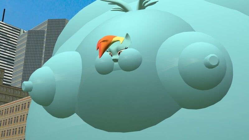 Size: 1280x720 | Tagged: questionable, artist:anon06952, derpibooru import, rainbow dash, balloon pony, inflatable pony, pegasus, pony, g4, 3d, belly, big belly, bingo wings, butt, city, cityscape, double chin, female, floating, gmod, huge belly, huge butt, hyper, hyper belly, hyper butt, image, implied pinkie pie, impossibly large belly, impossibly large butt, impossibly large flank, inflatable, inflation, inflation sequence, jpeg, large butt, looking down, neck roll, offscreen character, offscreen pinkie pie, rainblimp dash, rainbow dash is not amused, rainbutt dash, skyscraper, solo, spherical inflation, spread wings, thighs, thunder thighs, unamused, wings