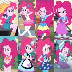 Size: 2000x2000 | Tagged: safe, derpibooru import, pinkie pie, equestria girls, g4, clothes, collage, cowboy hat, cowgirl, dress, female, hat, image, outfits, png, server pinkie pie, swimsuit, winter outfit