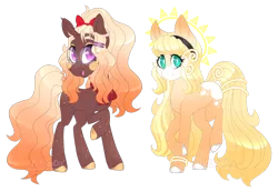 Size: 1920x1328 | Tagged: safe, artist:furtoodie, derpibooru import, oc, oc:pumpkin spice, oc:sunny taiyo, unofficial characters only, earth pony, pony, unicorn, female, horn, image, mare, png, simple background, transparent background