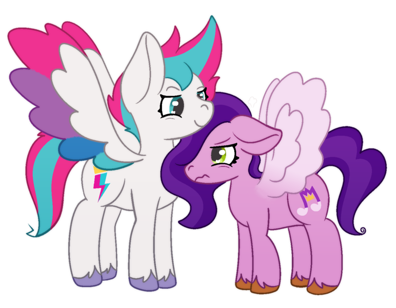 Size: 1479x1150 | Tagged: safe, artist:mimiqq, derpibooru import, pipp, pipp petals, zipp storm, pegasus, pony, g5, adorapipp, adorazipp, angry, cute, duo, duo female, female, height difference, image, mare, pipp is short, png, sibling rivalry, siblings, simple background, sisters, smug, spread wings, transparent background, unshorn fetlocks, wings, zipp is tall