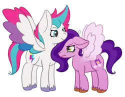 Size: 1479x1150 | Tagged: safe, artist:mimiqq, derpibooru import, pipp, pipp petals, zipp storm, pegasus, pony, g5, adorapipp, adorazipp, angry, cute, duo, duo female, female, height difference, image, mare, pipp is short, png, sibling rivalry, siblings, simple background, sisters, smug, spread wings, transparent background, unshorn fetlocks, wings, zipp is tall