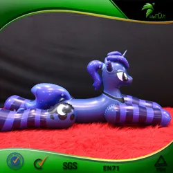 Size: 750x750 | Tagged: safe, derpibooru import, princess luna, inflatable pony, pony, unicorn, g4, bootleg, clothes, facing right, female, frame, hongyi, horn, image, inflatable, inflatable unicorn, inflation valve, irl, jpeg, lying down, mare, opaque inflatable, peytral, photo, ponytail, prone, race swap, socks, solo, striped socks, unicorn luna