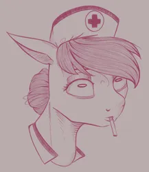 Size: 650x750 | Tagged: safe, artist:stray prey, derpibooru import, nurse redheart, earth pony, pony, g4, bags under eyes, cigarette, image, png, solo